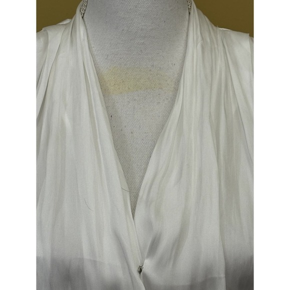 NWT Paige Dijon thong bodysuit, white, extra small, draped mock wrap front - Picture 8 of 13